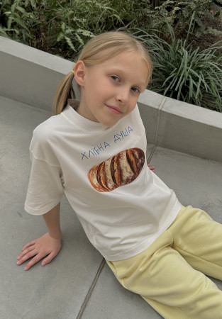 Children's white oversize "ХЛІБНА ДУША" T-shirt
